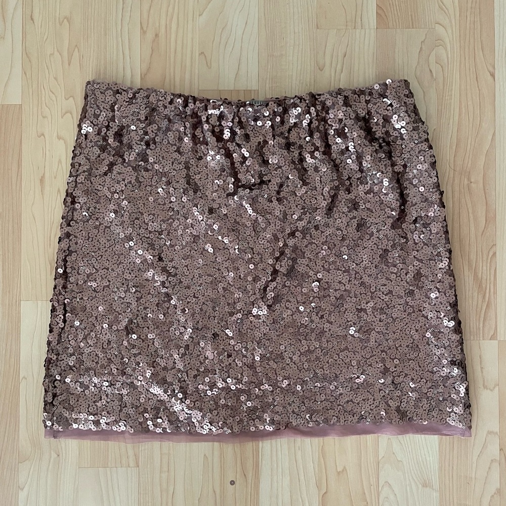 LC Lauren Conrad rose gold sequin shirt, size L